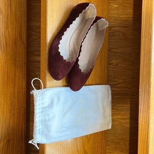 Chloe burgundy suede flats